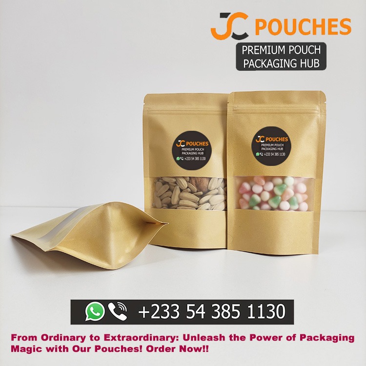 Brown pouch with small window